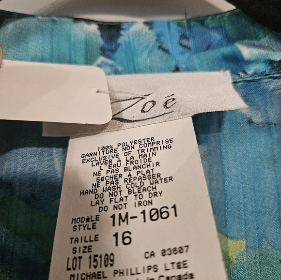 Sz 16 Zoe Women's Blue Green Ruffle Top With Tank Top NWT - Picture 5 of 7